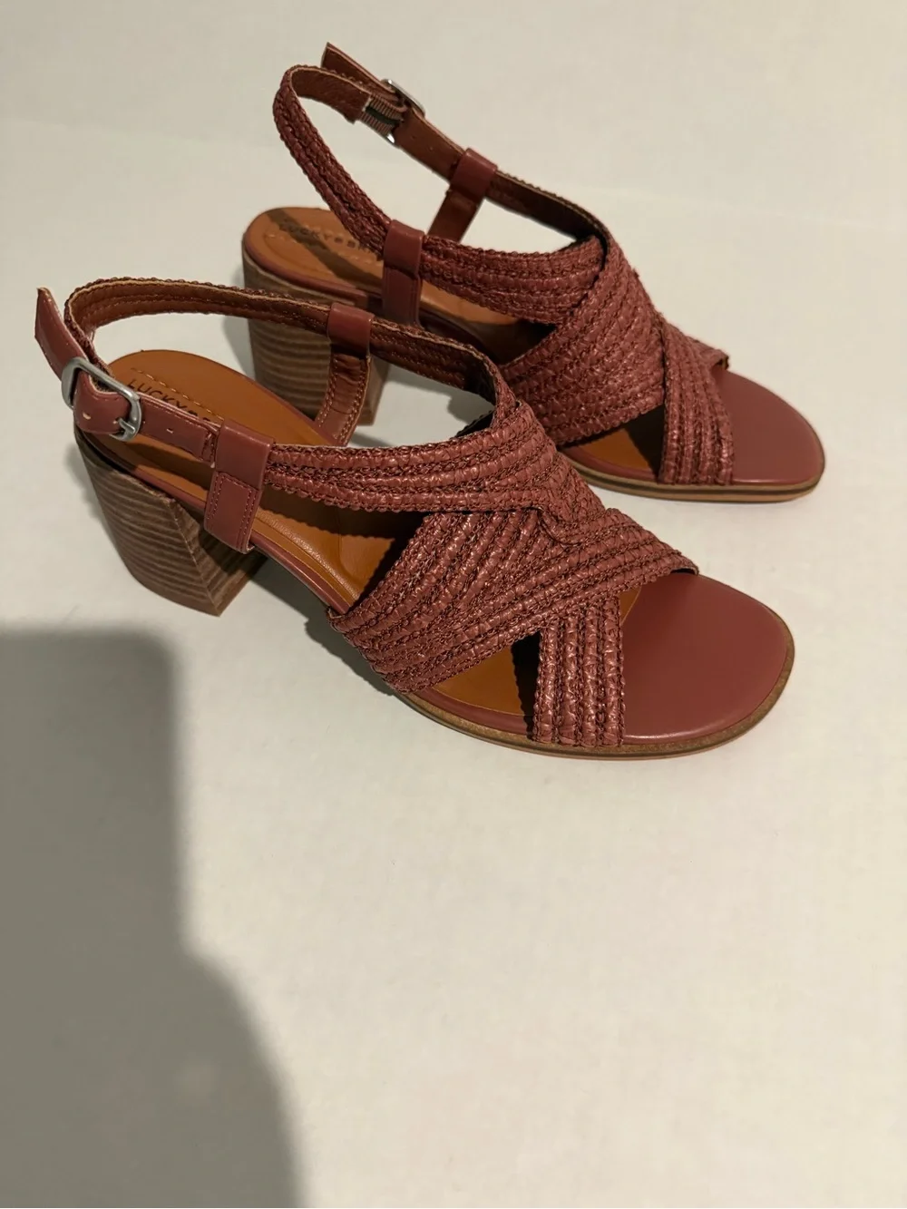 Lucky Brand Women's Braided Wedge Sandals - Rust Brown Size 9.5 NEW